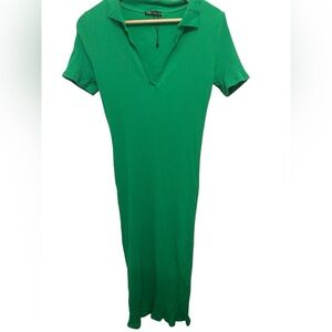 Zara Green Ribbed Dress